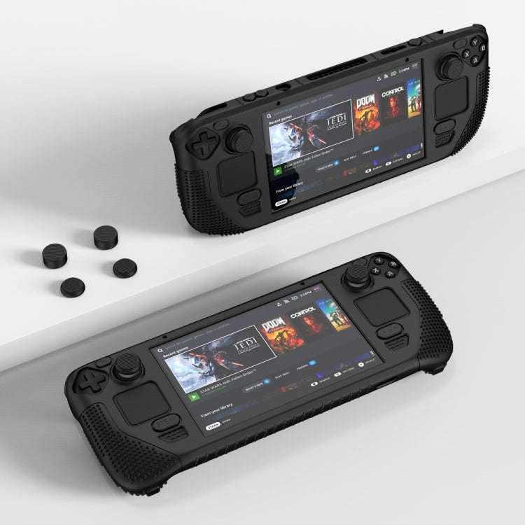 For Steam Deck V V4-1 Pocket Consoles Silicone Non-slip Protective Case with Holder Function(Green)