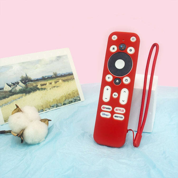 For ONN Android TV 4K UHD Streaming Device Y55 Anti-Fall Silicone Remote Control Cover(Red)