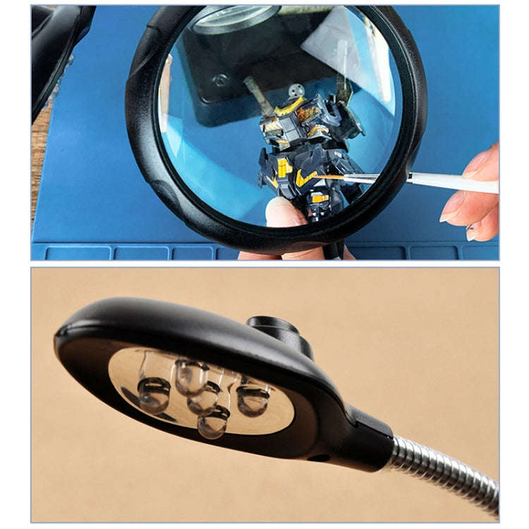 16129-C 2.5X/7.5X/10X LED Lighting Auxiliary Bracket Maintenance Magnifier(EU Plug)