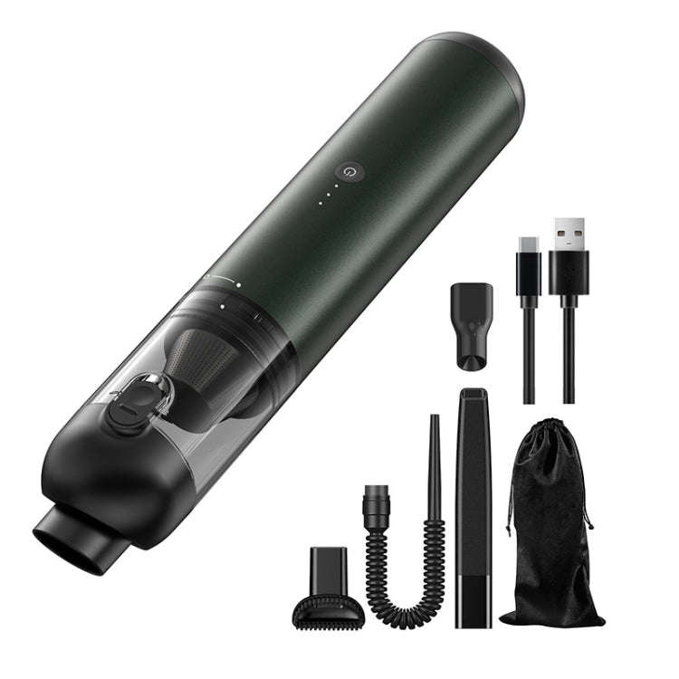 P03 16000Pa Strong Suction High Power Portable Handheld Wireless Car Vacuum Cleaner(Green Gray)
