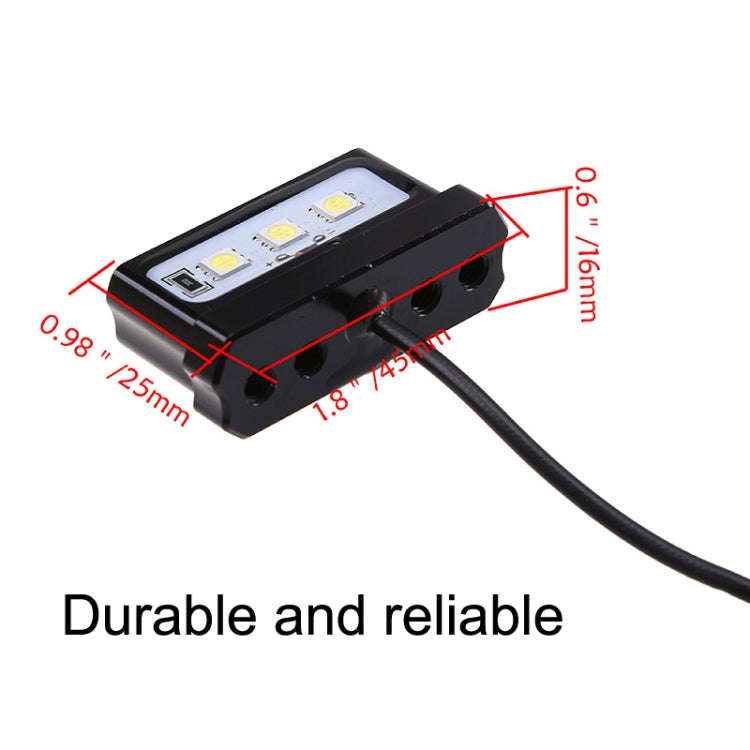 MK-114 2pcs Plane Frame CNC Aluminum Alloy LED Taillights Motorcycle License Plate Light(Black)