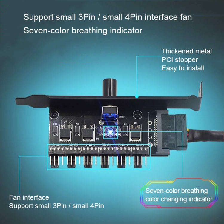 PIC Bit Case Cooling Fan Control Switch PWM 6 Way Computer Fan Speed Controller(SATA)