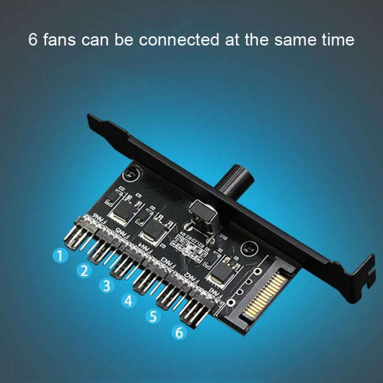 PIC Bit Case Cooling Fan Control Switch PWM 6 Way Computer Fan Speed Controller(SATA)