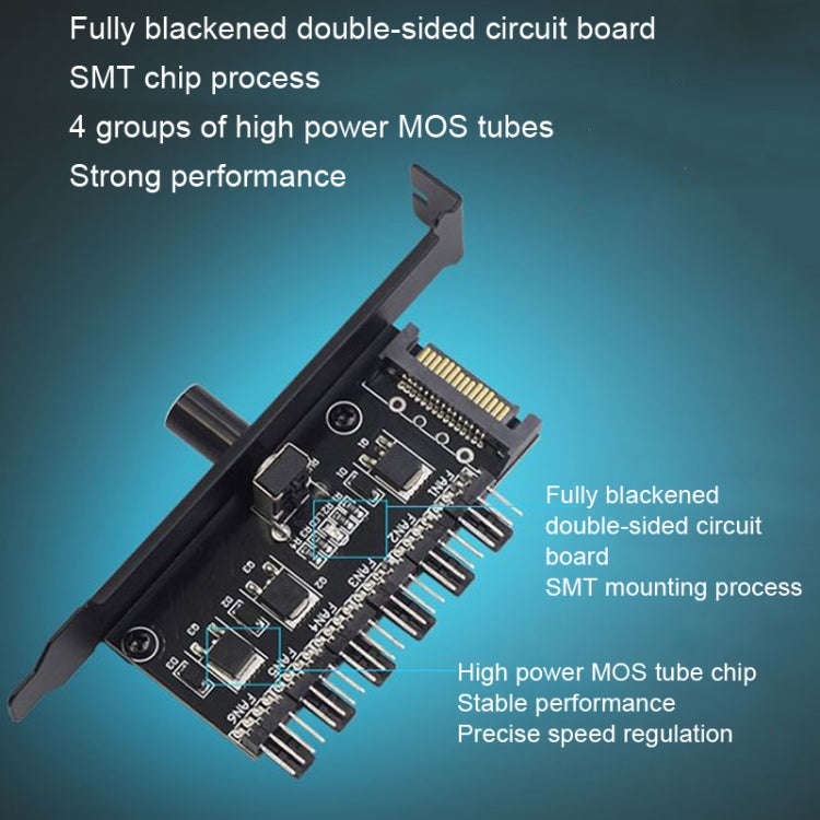 PIC Bit Case Cooling Fan Control Switch PWM 6 Way Computer Fan Speed Controller(SATA)