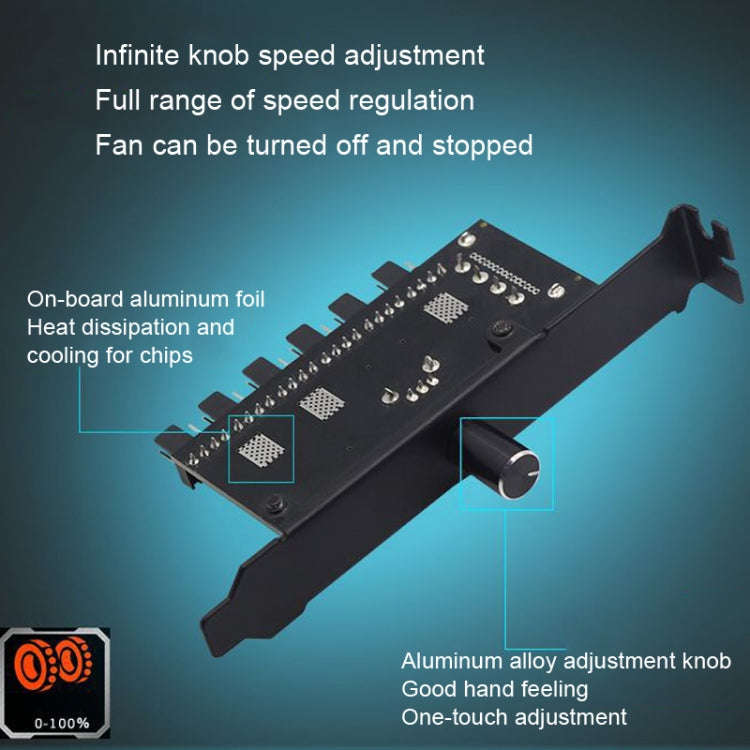 PIC Bit Case Cooling Fan Control Switch PWM 6 Way Computer Fan Speed Controller(SATA)