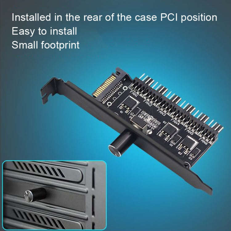 PIC Bit Case Cooling Fan Control Switch PWM 6 Way Computer Fan Speed Controller(SATA)