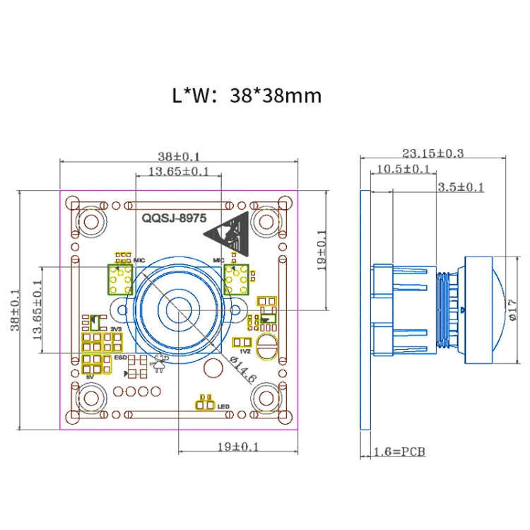 QQSJ-8975 HD 5MP 2K 30FPS IMX335 USB FF Camera Module