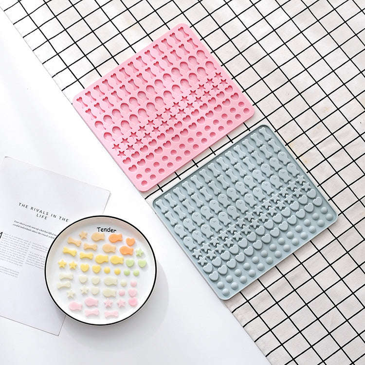 130 Grids Silicone Mat Baking Mold Mini Pet Snacks Dog Food Baking Pan Mold Biscuit Cake Mold(Pink)