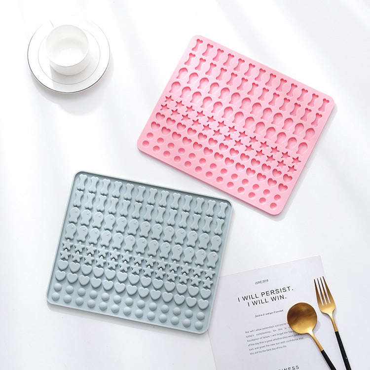130 Grids Silicone Mat Baking Mold Mini Pet Snacks Dog Food Baking Pan Mold Biscuit Cake Mold(Blue)