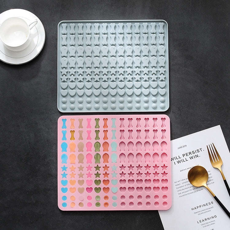 130 Grids Silicone Mat Baking Mold Mini Pet Snacks Dog Food Baking Pan Mold Biscuit Cake Mold(Blue)