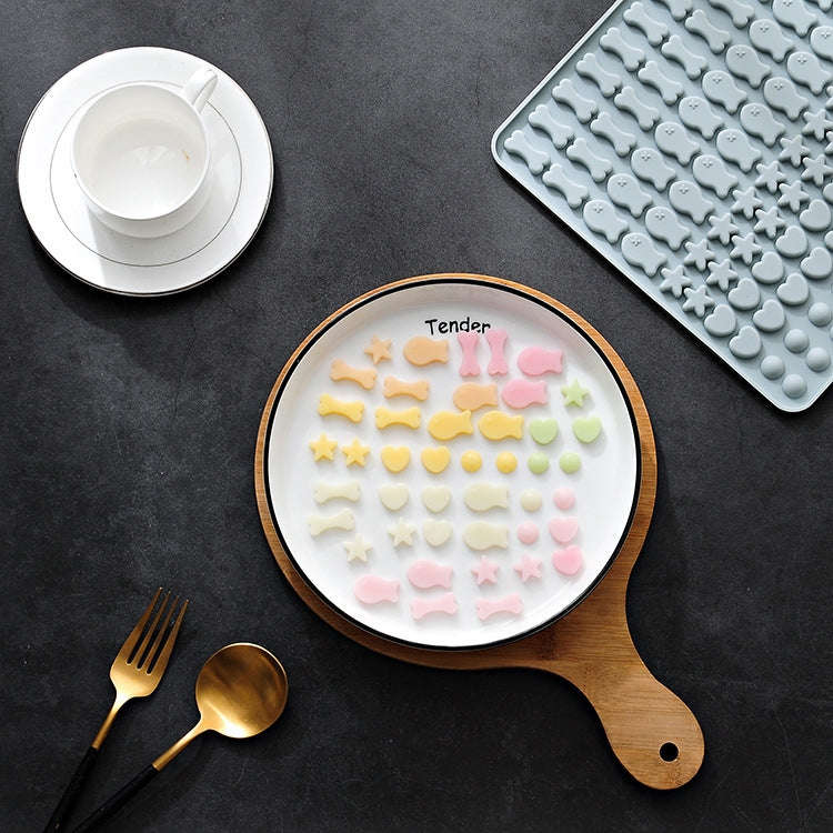 130 Grids Silicone Mat Baking Mold Mini Pet Snacks Dog Food Baking Pan Mold Biscuit Cake Mold(Blue)