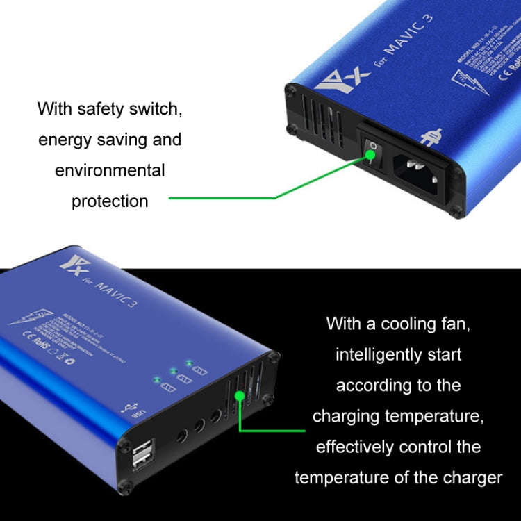 for DJI Mavic 3 YX 1 to 5 Charger With Switch(AU Plug)
