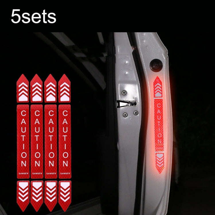 5sets Car Opening Door Anti-Collision Safety Warning Reflector(Diamond Red)