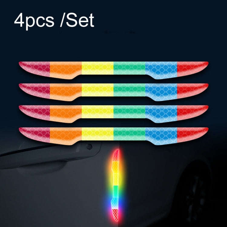 4pcs /Set Car Door Anti-Collision Scrape And Rearview Mirror Colorful Safety Warning Reflective S...
