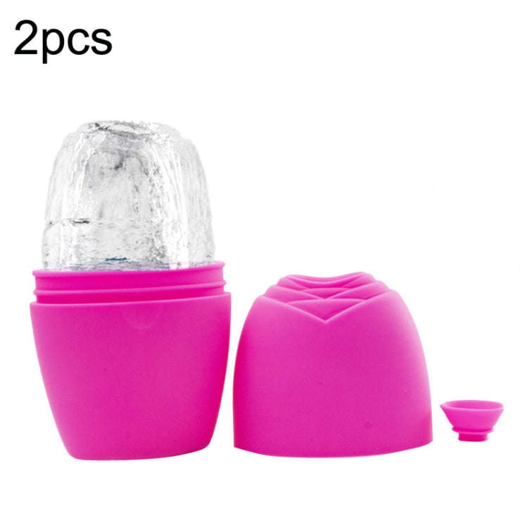 2pcs L-03-01 Face Ice Apparatus Massage Ice Roller Beauty Makeup Silicone Face Ice Tray(Rose Red ...
