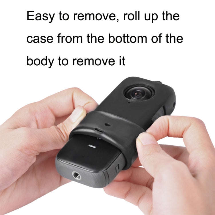 For Insta360 One X2 Sunnylife ST-Q9420 Silicone Protective Case Black Body Case+Lanyard Rope