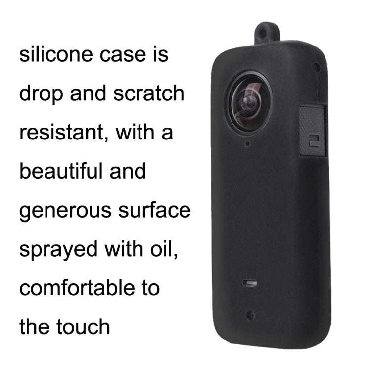 For Insta360 One X2 Sunnylife ST-Q9420 Silicone Protective Case Black Body Case+Lanyard Rope