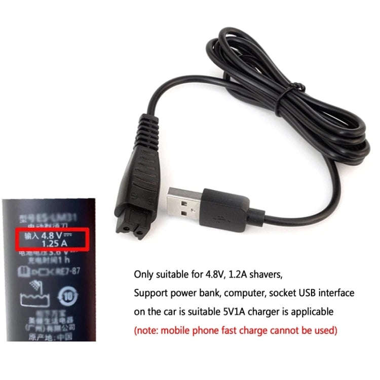 3pcs 4.8V 1.25A USB Charging Cable for Panasonic Electric Shaver ES-LM31 ES-PLM3B