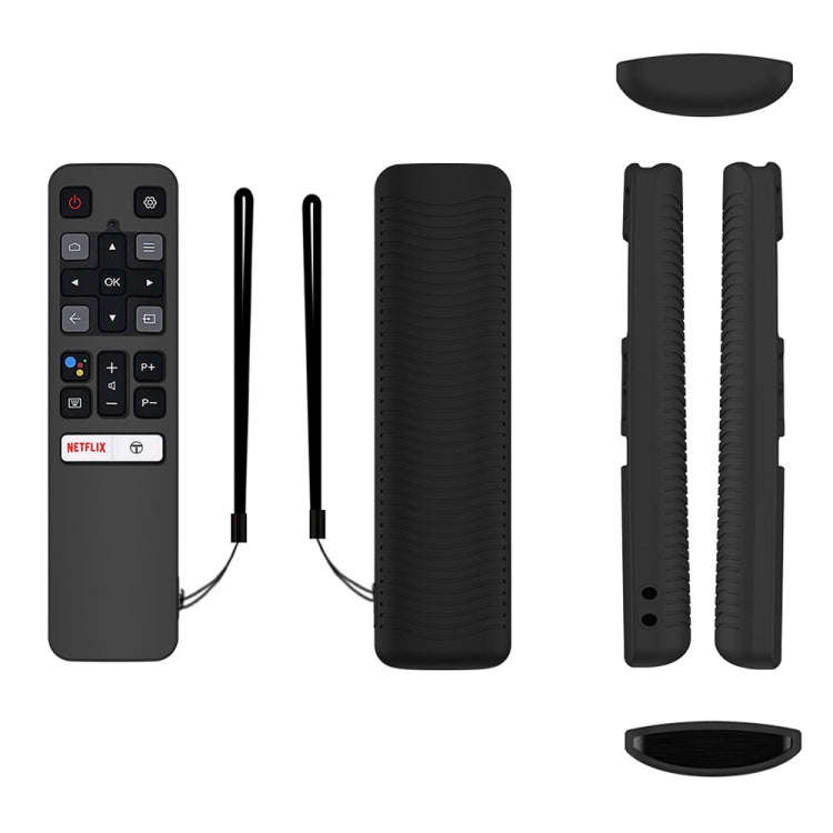For TCL RC802V FMR1 FNR1 Y40 TV Remote Control Anti-Drop Silicone Protective Case(Black)