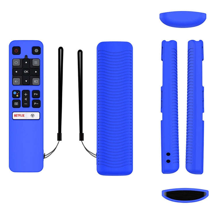 For TCL RC802V FMR1 FNR1 Y40 TV Remote Control Anti-Drop Silicone Protective Case(Blue)