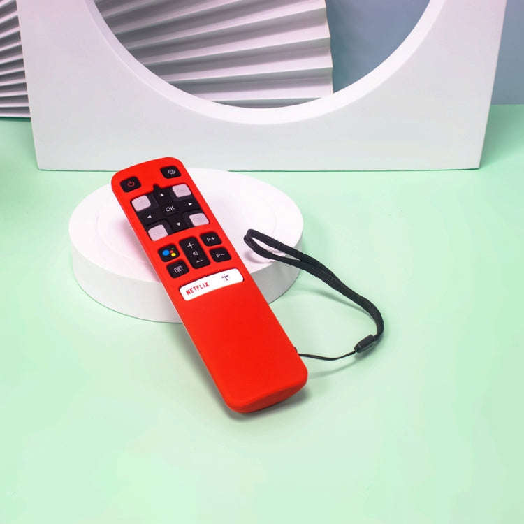 For TCL RC802V FMR1 FNR1 Y40 TV Remote Control Anti-Drop Silicone Protective Case(Red)