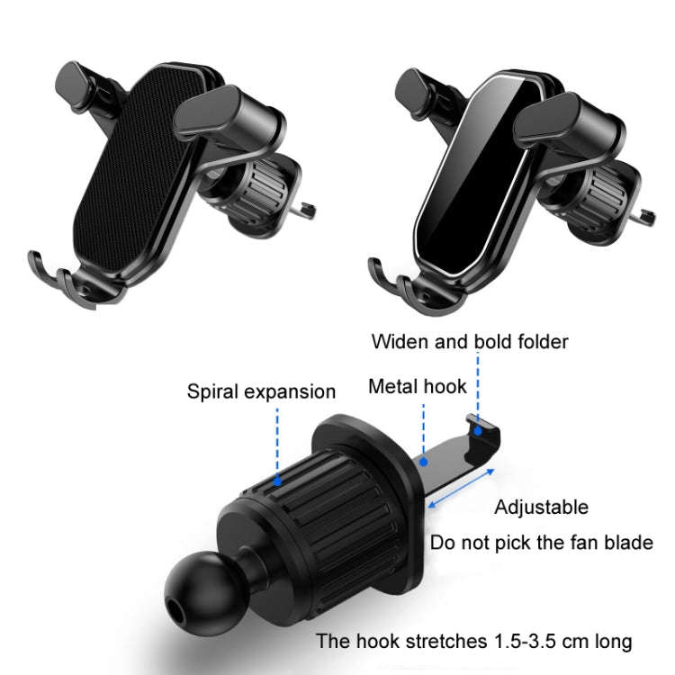Car Air Outlet Upside-down Hook Strong Mobile Phone Holder(Cool Black)