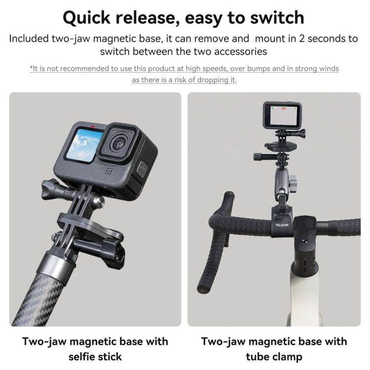 TELESIN Magnetic Action Camera Quick Release Bracket Mount,Spec: Extended Suit
