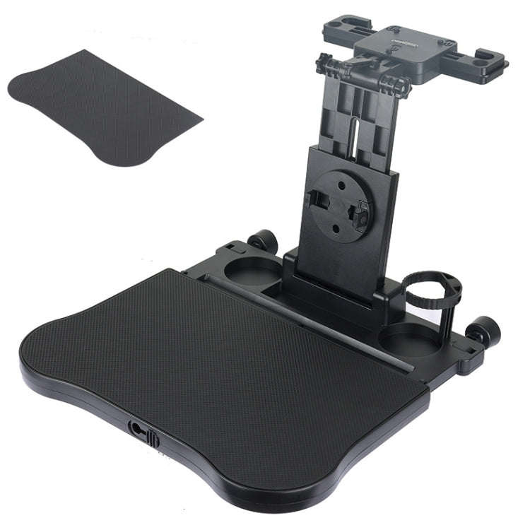 Car Seat Back Multifunctional Adjustable Travel Cup Table Computer Holder(A08 Black+Non-slip Pad)