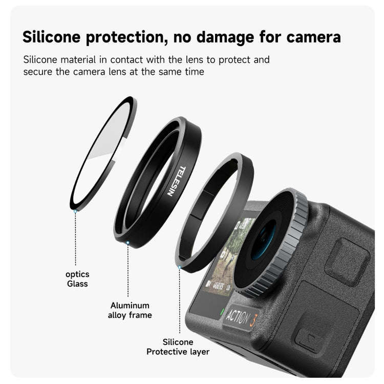 For DJI OSMO Action 3 / 4 TELESIN ND CPL Filter Set Aluminium Alloy Frame Lens(CPL+ND8/16/32 Set)