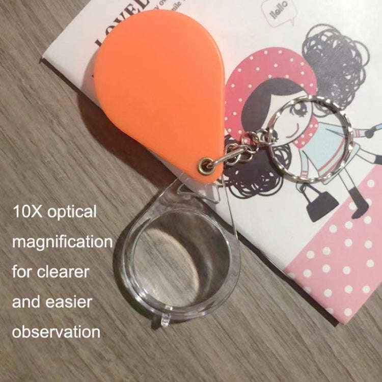 10pcs 10XFold Portable Home Students And Elderly People Hold HD Mini Magnifier Keychain(Orange)