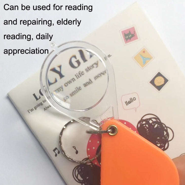10pcs 10XFold Portable Home Students And Elderly People Hold HD Mini Magnifier Keychain(Orange)