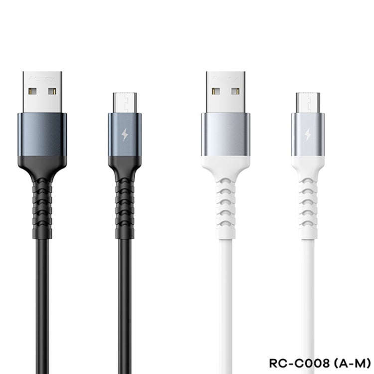 REMAX RC-C008 USB To Micro USB 2.4A TPE Soft Anti-breakage Data Cable,Length 1m(White)