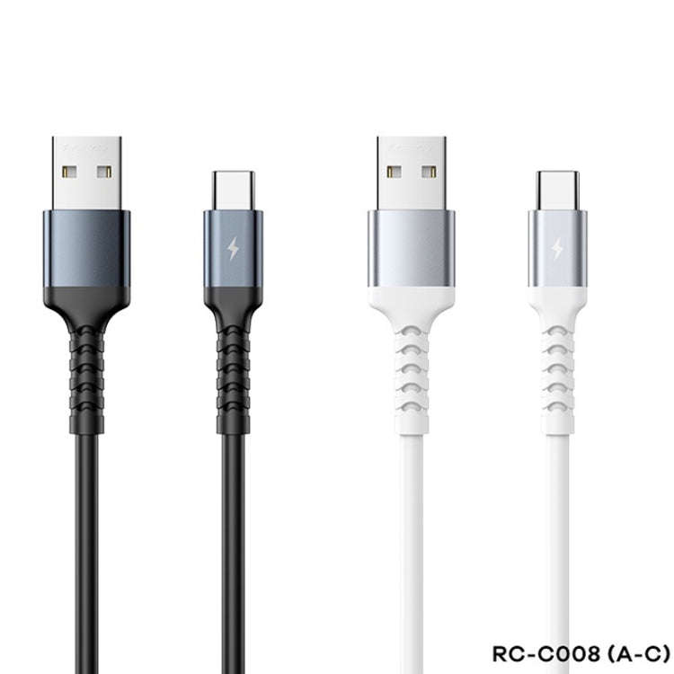 REMAX RC-C008 USB To  USB-C/Type-C  2.4A TPE Soft Anti-breakage Data Cable,Length 1m(Black)