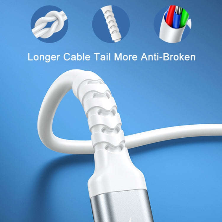 REMAX RC-C008 USB To  USB-C/Type-C 2.4A TPE Soft Anti-breakage Data Cable,Length 1m(White)