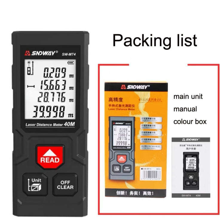 SNDWAY MT4 Battery Model Infrared Rangefinder High Precision Electronic Ruler Laser Rangefinder