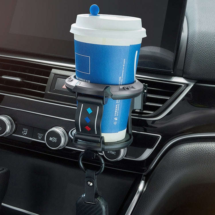 Car Air Conditioner Air Outlet Water Cup Holder Ashtray With Hook(Black Gray)