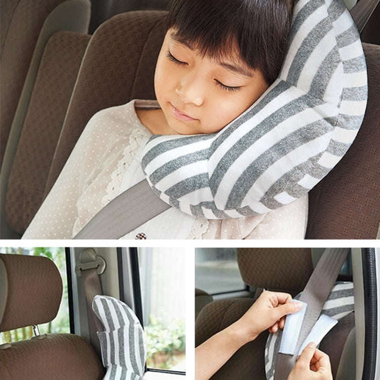 2pcs Children Neck Headrest Comfortable Shoulder Cover Car Neck Guard Pillow(Gray Stripe)