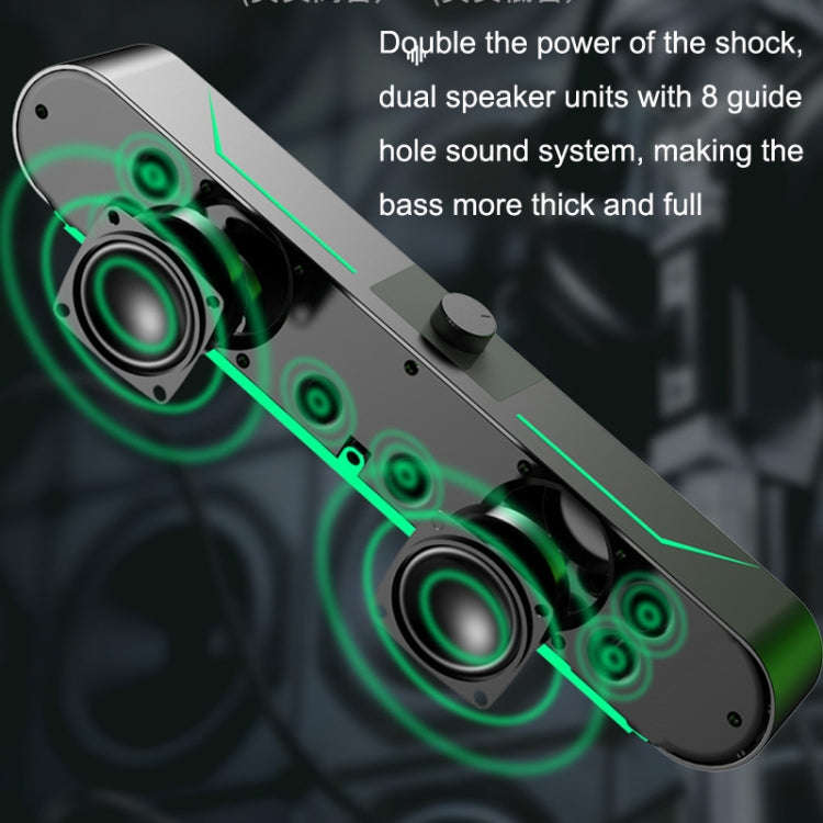 A39 LED Luminous HIFI Stereo Computer Speakers Long Gaming Wired Audio(Black)