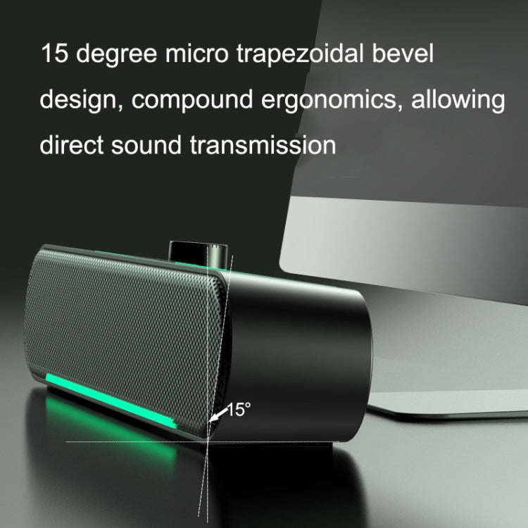 A39 LED Luminous HIFI Stereo Computer Speakers Long Gaming Wired Audio(Black)