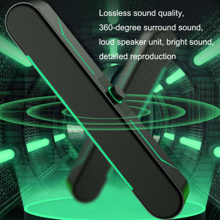 A39 LED Luminous HIFI Stereo Computer Speakers Long Gaming Wired Audio(Black)