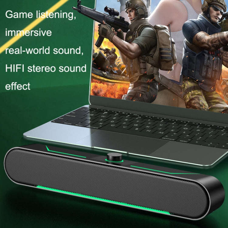 A39 LED Luminous HIFI Stereo Computer Speakers Long Gaming Wired Audio(Black)
