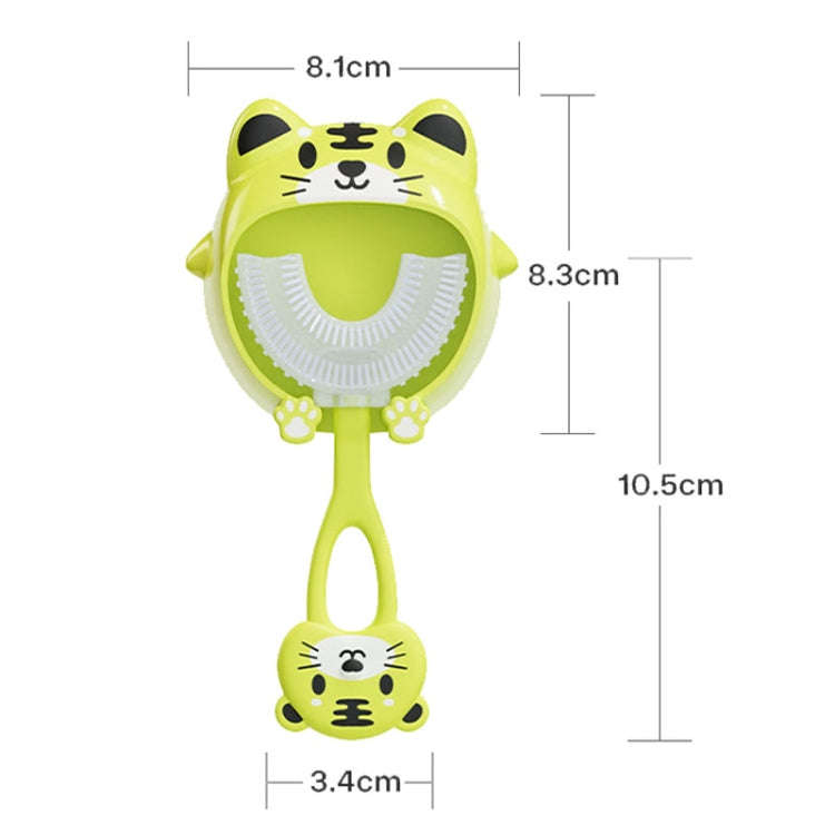 S8 2pcs Children Cartoon Animal Manual U-shaped Silicone Toothbrush for 2-12 Years Old(Pink Tiger)