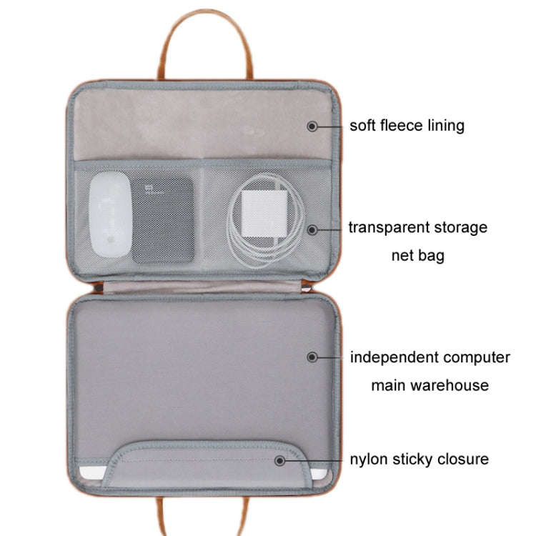 Baona Leather Fully Open Portable Waterproof Computer Bag, Size: 13/13.3 inches(Gray Brown)