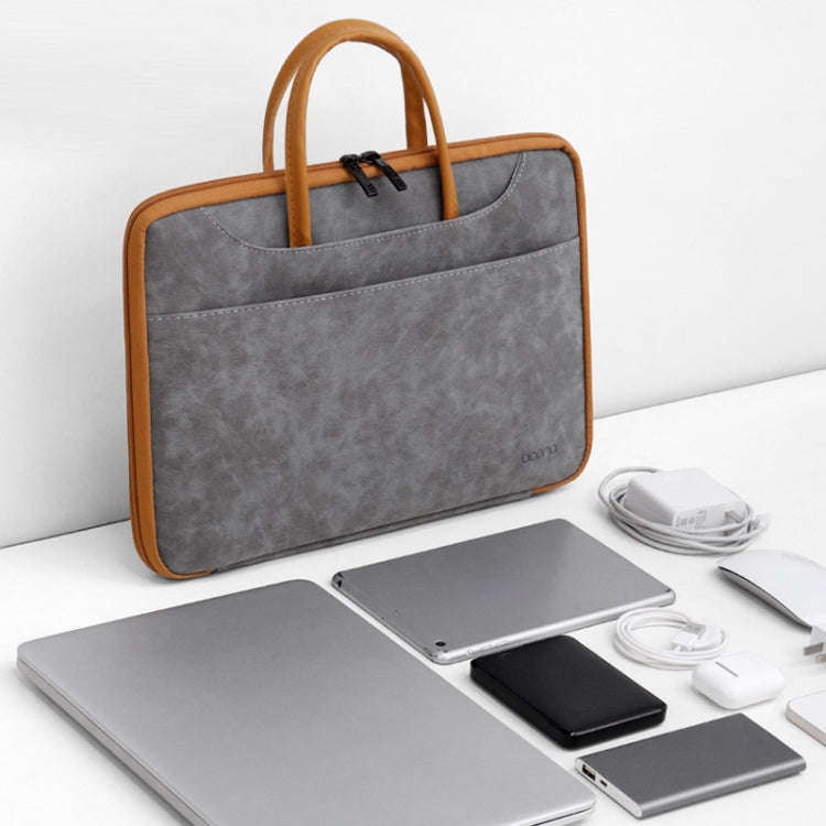 Baona Leather Fully Open Portable Waterproof Computer Bag, Size: 13/13.3 inches(Gray Brown)