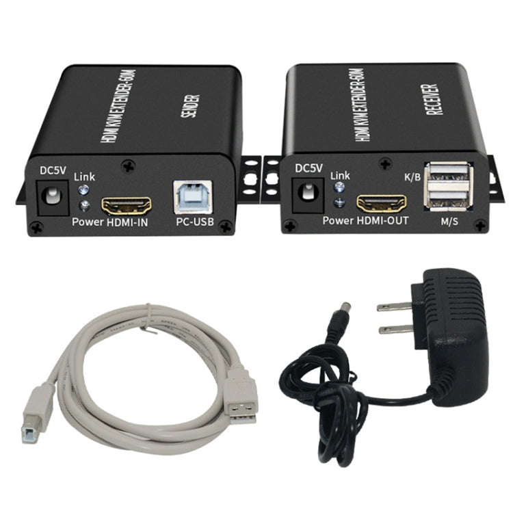 BW-HKE60A HDMI 60m KVM With USB Extender Support POE Single-End Power Supply With US Plug(Black)