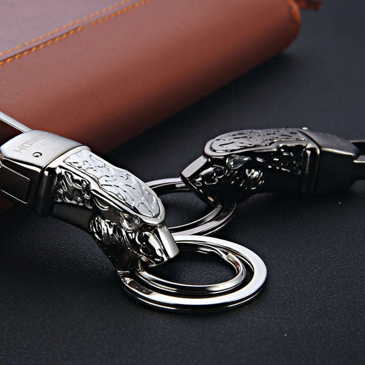 HONEST Metal Car Keychain Leopard Head Key Chain Pendant(Basic K Golden)