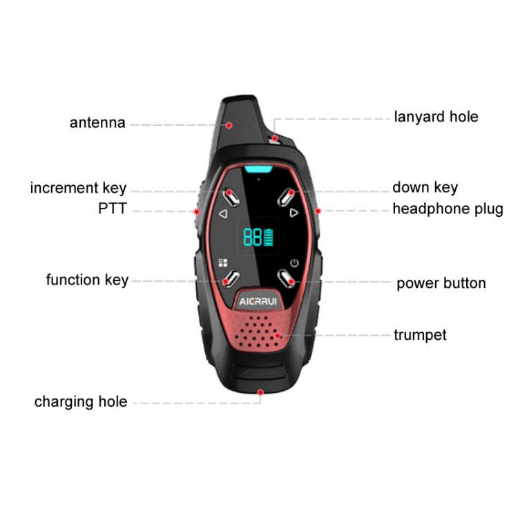 LED Display USB Charging Wireless Handheld Small Mini Walkie Talkie(Blue)