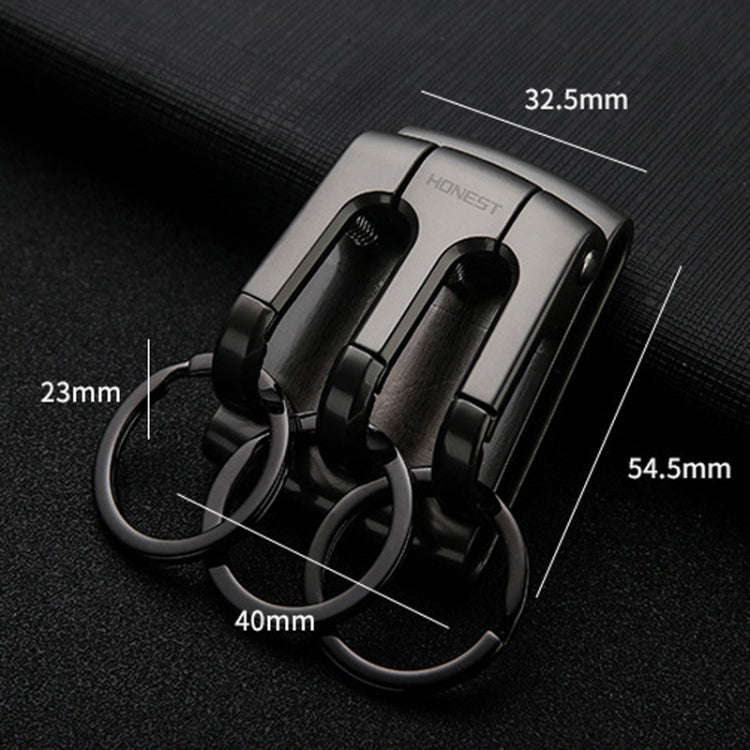 HONEST 3-ring Car Keychain Waist-hanging Anti-loss Keychain For Men(Gray)