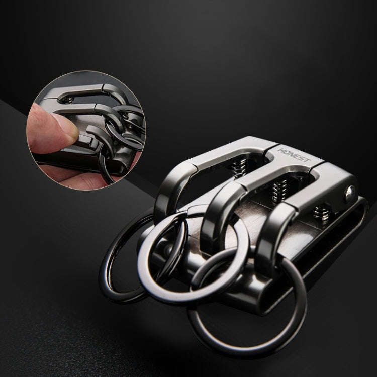 HONEST 3-ring Car Keychain Waist-hanging Anti-loss Keychain For Men(Gray)