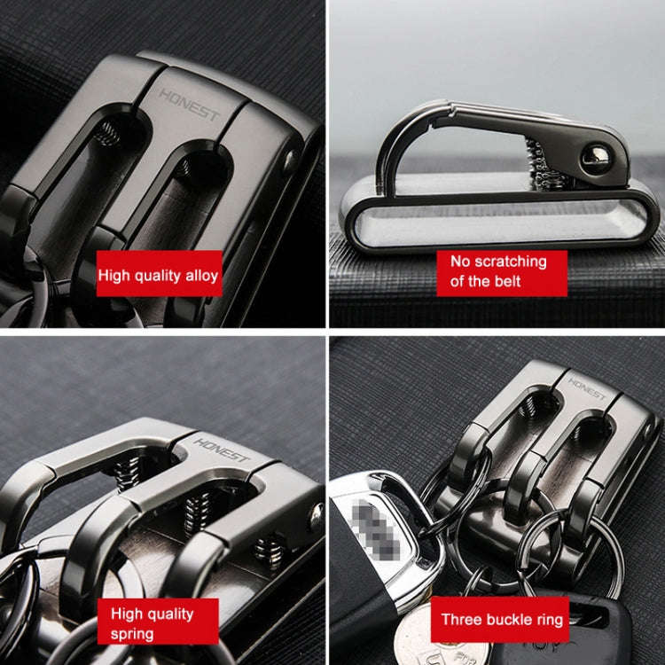 HONEST 3-ring Car Keychain Waist-hanging Anti-loss Keychain For Men(Gray)